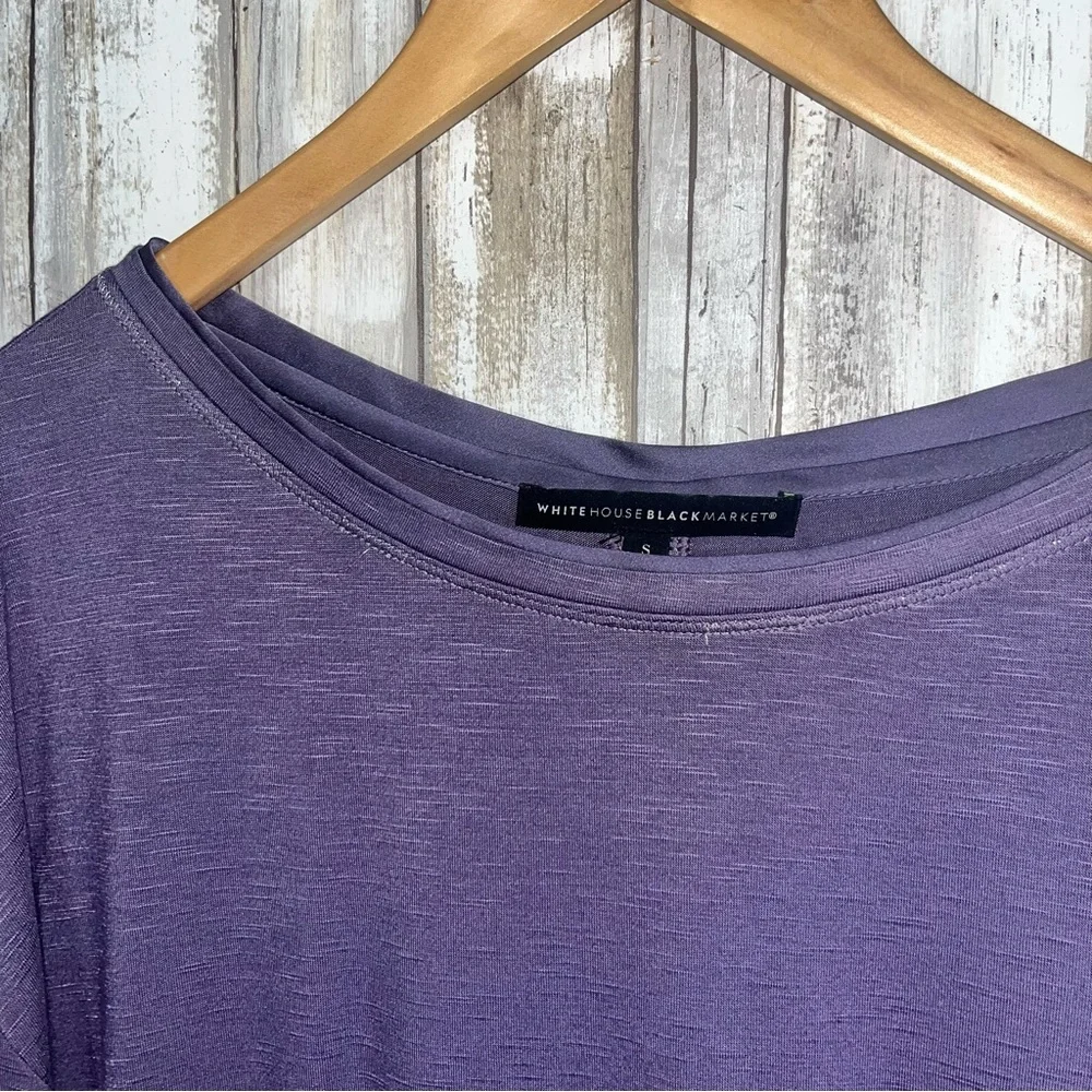 White House Black Market Purple Scoop Neck Oversized Long Sleeve Blouse Small - Picture 3 of 6
